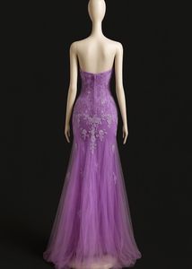 Lavender Floral Lace Formal Gown