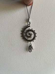 Silver Hamsa Spiral Charm