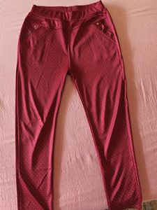 Burgundy Polka Dot Pants