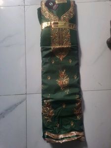 “Mehndi Green Cotton Unstitched Suit | New | Soft