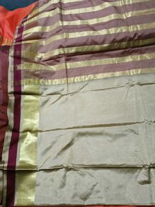 BrandNew ElegantBeige CottonSilkSaree+UnsticheBlou
