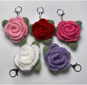 Crochet Rose Keychain Charm