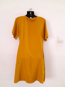 Mustard Button-Down Midi Dress