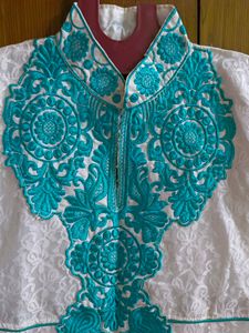 Beautiful White And Sea Green Anarkali