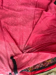 Sequins Red Saree With Blouse
