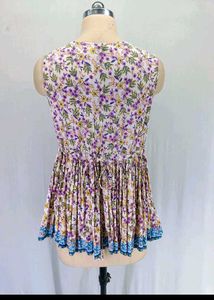New Sleeveless Back Lace Up Ivory Top
