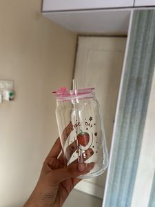 Glass Tumbler with Straw