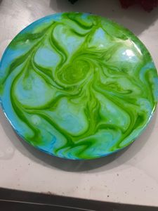 Abstract Green and Blue Resin Coaster