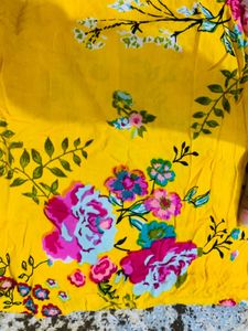 Yellow Floral Print Beach Dress