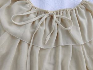 Off Shoulder Cream Chiffon Top