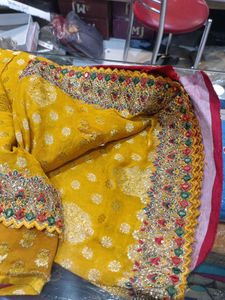Yellow Embroidered Saree (Issue)