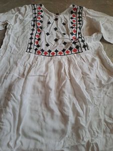 White Embroidery Short Kurti For Daily Wear 🤍🌸💫