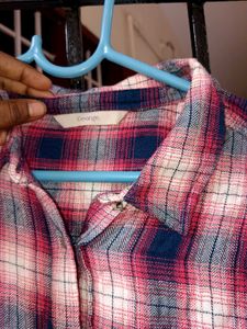 Pink Plaid Flannel Shirt