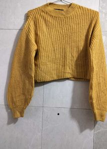 Crop Yellow Bell Sleeve Sweater