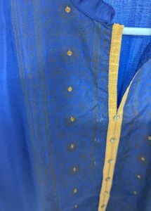 Blue Kurti With Gold Work