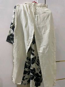 Metallic Black and Cream digital print Silk suit