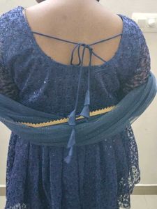 Blue Sequin Sharara Suit