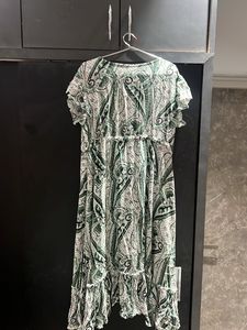 Leafy Green White Dress