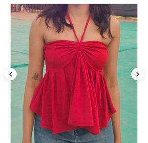 Red Ruffled Tube Top