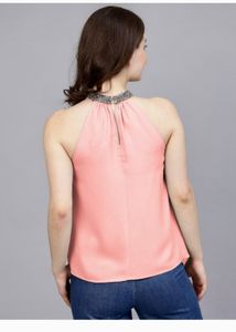 Casual Sleeveless Solid Women Pink Top🎀