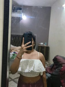 Cute White Single Strap Top