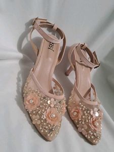 Floral Ankle Strap Heels