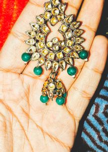 Green Jhumka Earrings
