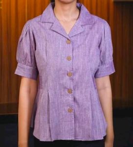 Lavender Button-Down Top