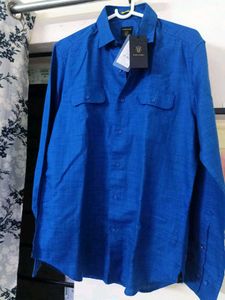 RARE RABBIT Stylish Blue LINEN Shirt