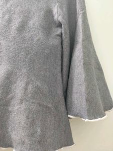 Gray Flared Sleeve Top