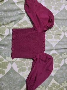 Maroon Bardot Top