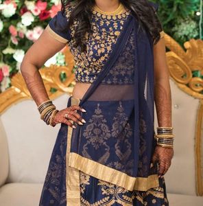 Elegant Golden Zari Lehenga For Sale