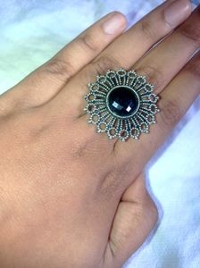 Vintage Style Brooch - Black Stone Center