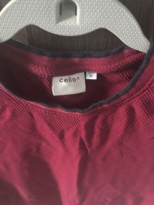 Maroon Textured T-Shirt