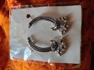 Silver Peacock Drop Earrings