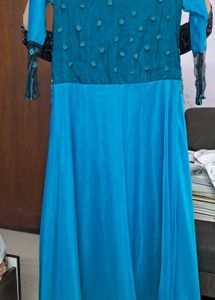 Teal Embellished Anarkali Dress