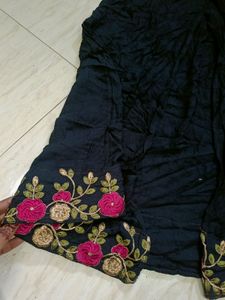 Beautiful Black Gown Middle Cutt Kurta With Plazo