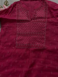 Pink Embroidered Kurti