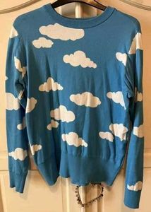 Cloud Print Knit Sweater