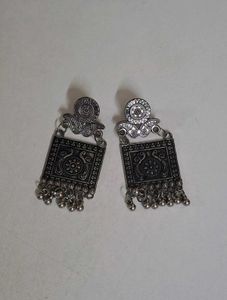 Ethnic Silver Peacock Earrings
