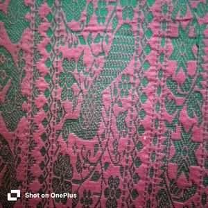 Blue Checked Saree with Green Border