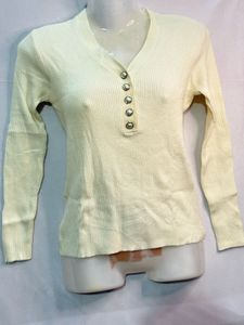 Ribbed Button-Down Top