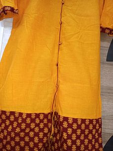 Yellow And Mehrun Colour Kurtaa