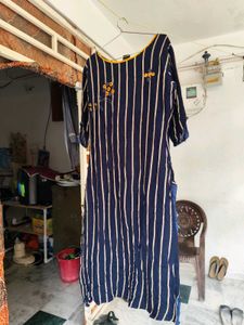 Navy blue Kurti With Yellow Lines