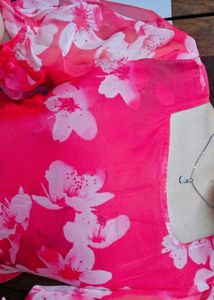 Pink Floral Chiffon Dress