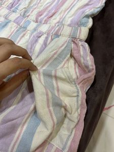 Striped Mini Dress both side pocket