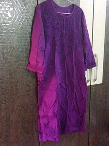 Purple Embroidered Kurta