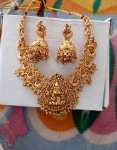 Women Gold Plated Red And Green Jewellery Set
