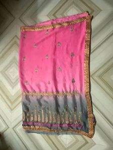 Clearance Sale Pink And Grey Party Wear Saree