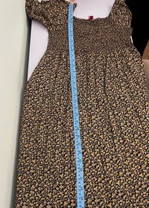 Square Neck+ Off Shoulder Smoked Midi Dress